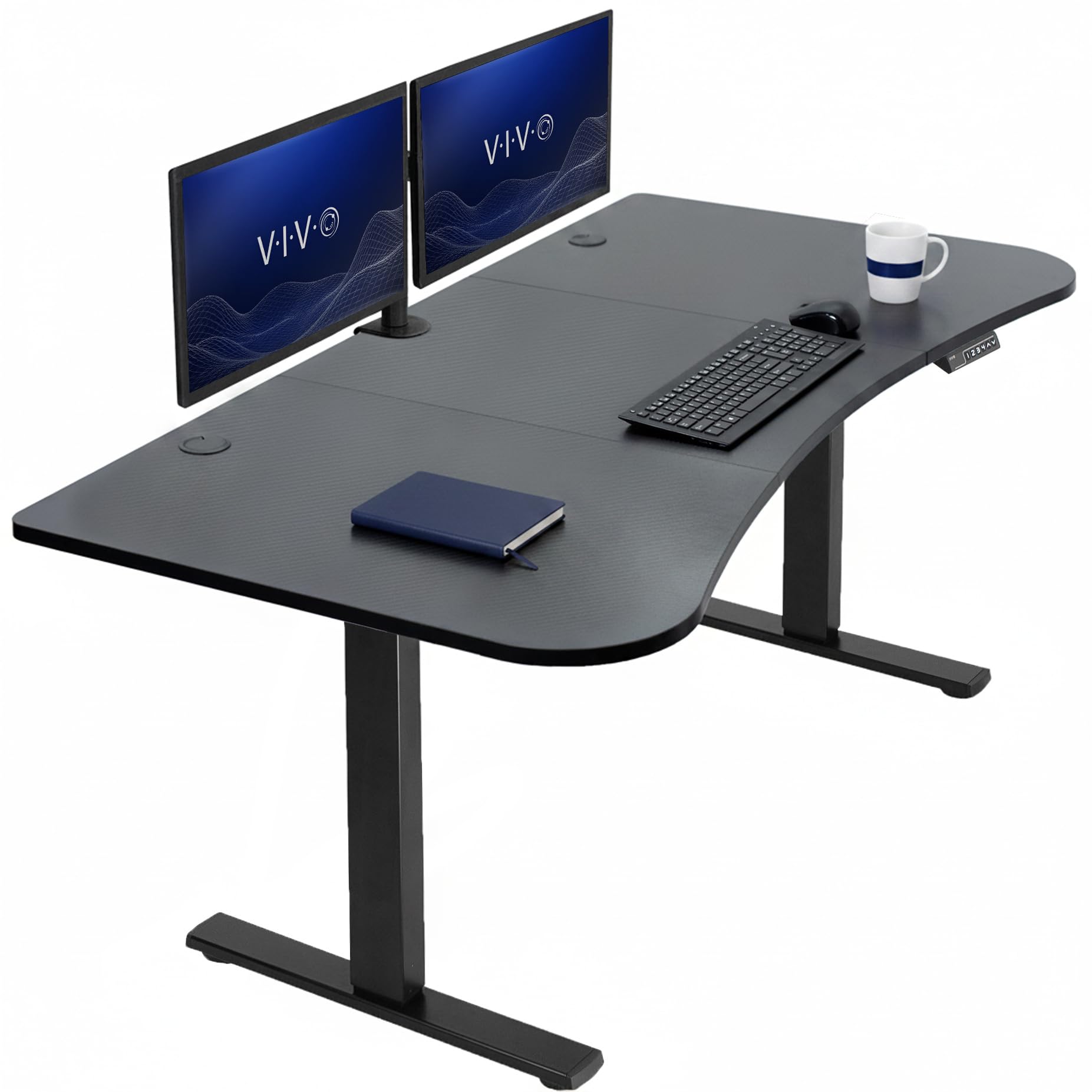 VIVO Black Carbon Fiber 63 x 32 in Standing Desk, DESK-KIT-1B1R