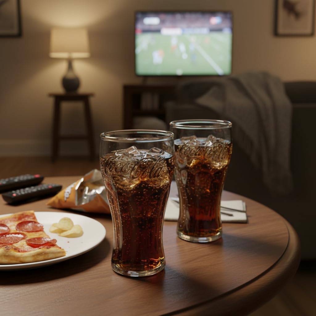 Keyhomestore │ Juego de 2 vasos Cola de cristal reciclado transparente, 16 x 9 cm, ideales para uso diario, resistente, vidrio reciclado y fácil de limpiar