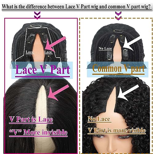 CLASSINE V Part Wig Human Hair Water Wave No Leave Out Brazilian Glueless Curly Wave Upgrade U Part V Part Wigs for Black Women Human Hair 150% Density Natural Color 24 INCH - Image 4