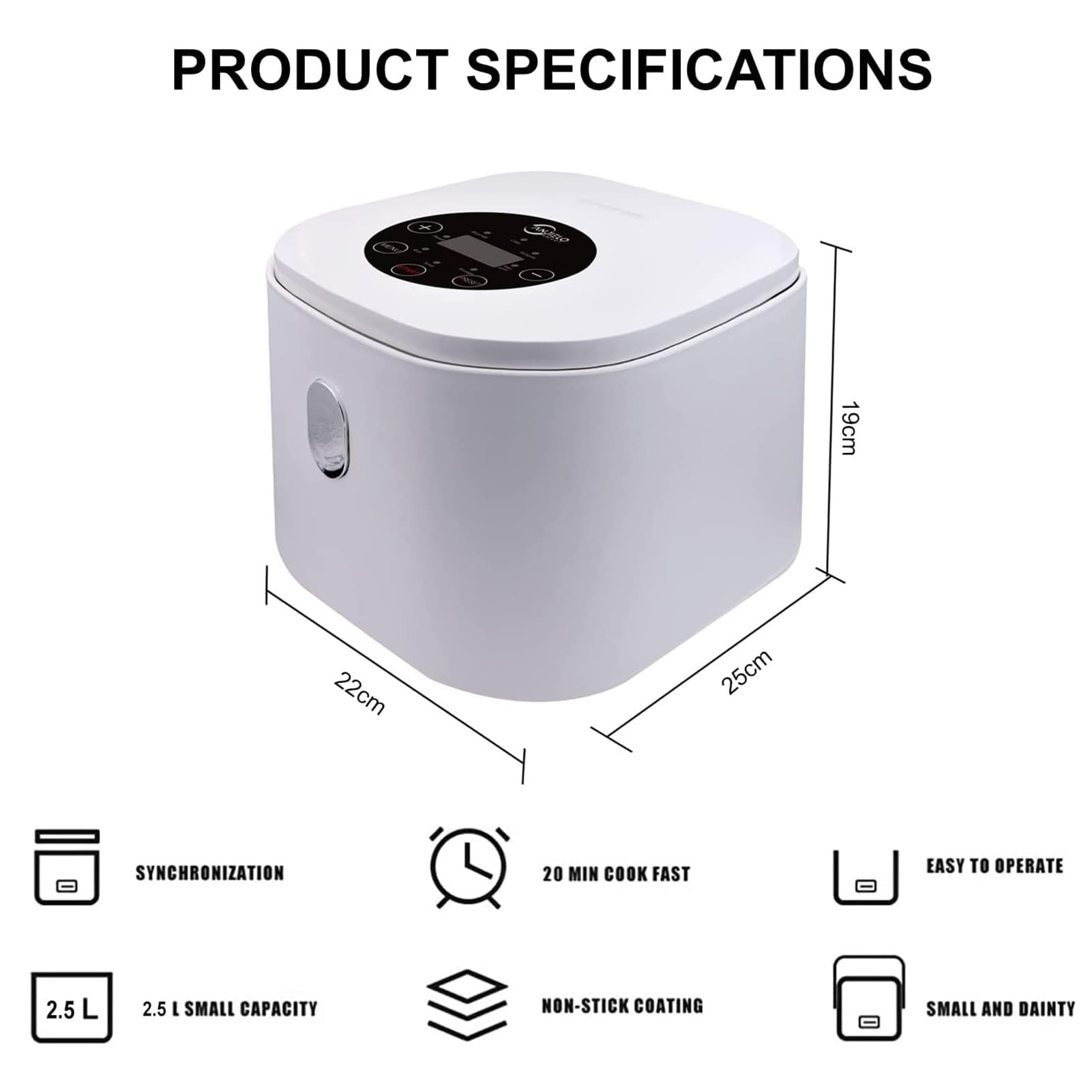 THEGA Cuociriso - Cuociriso E Funzione di Riscaldamento A Vapore (2,5 L) Rivestimento in Acciaio Inox 201, Cuociriso con Cestello per Cottura A Vapore, con Spatola E Misurino, per 1-4 Persone