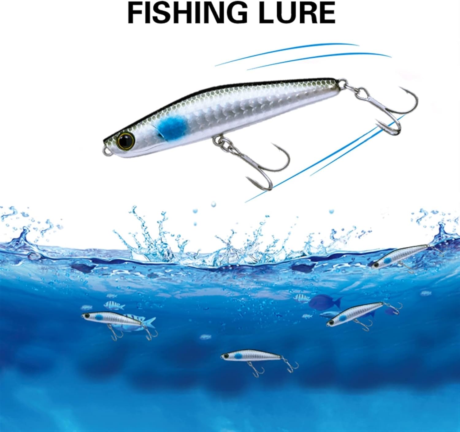 5Pcs 80mm/18g Fishing Lures Wobblers Sinking Pencil Lure Artificial VIB Hard Bait 3D Eyes Treble Hook Seawater Jerkbait Pike Fishing Tackle