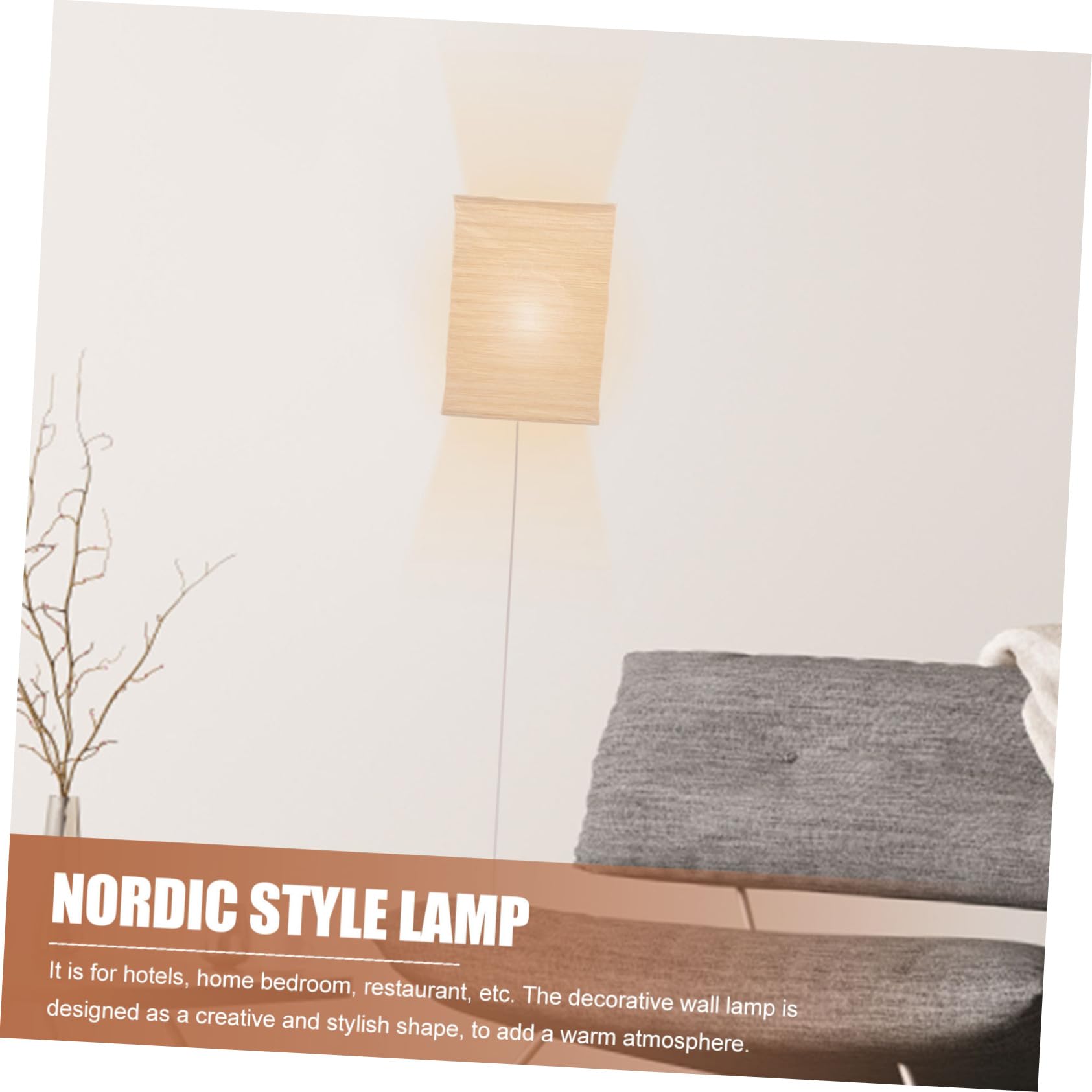 Applique da Parete Nordica in Carta e Ferro Marrone E14 | Effetto Luce Accogliente, Facile da Installare, per Hotel e Camera da Letto