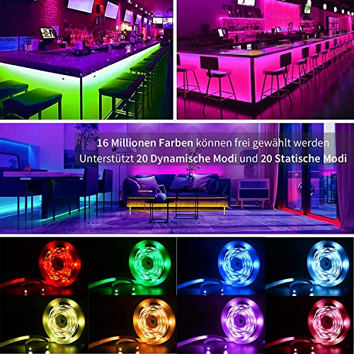 Aitesuo LED Strip 7.5m, RGB LED Streifen mit App-Steuerung und Fernbedienung, Dimmbar Bluetooth Leiste, Musik Sync, LED Band Selbstklebend, Farbwechsel Lichterkette für Zimmer, Party, Gaming Deko