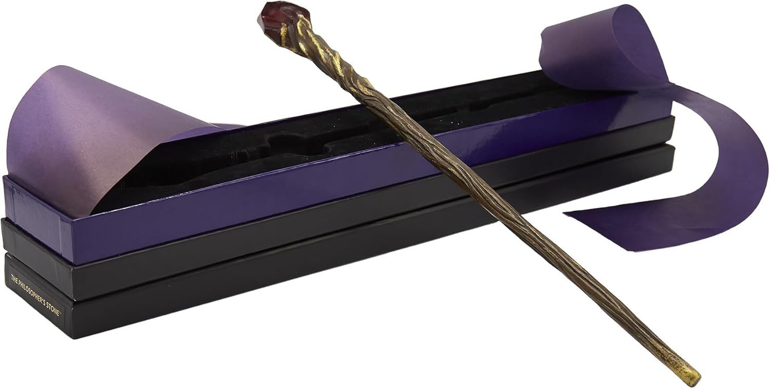 Harry Potter Philosopher's Stone Wand - 14” Collectible Wand - Red Alchemical Stone & Gold Spiral Design - Exclusive Display Piece in Deluxe Collector’s Box - Ideal for Fans & Collectors - Not a Toy
