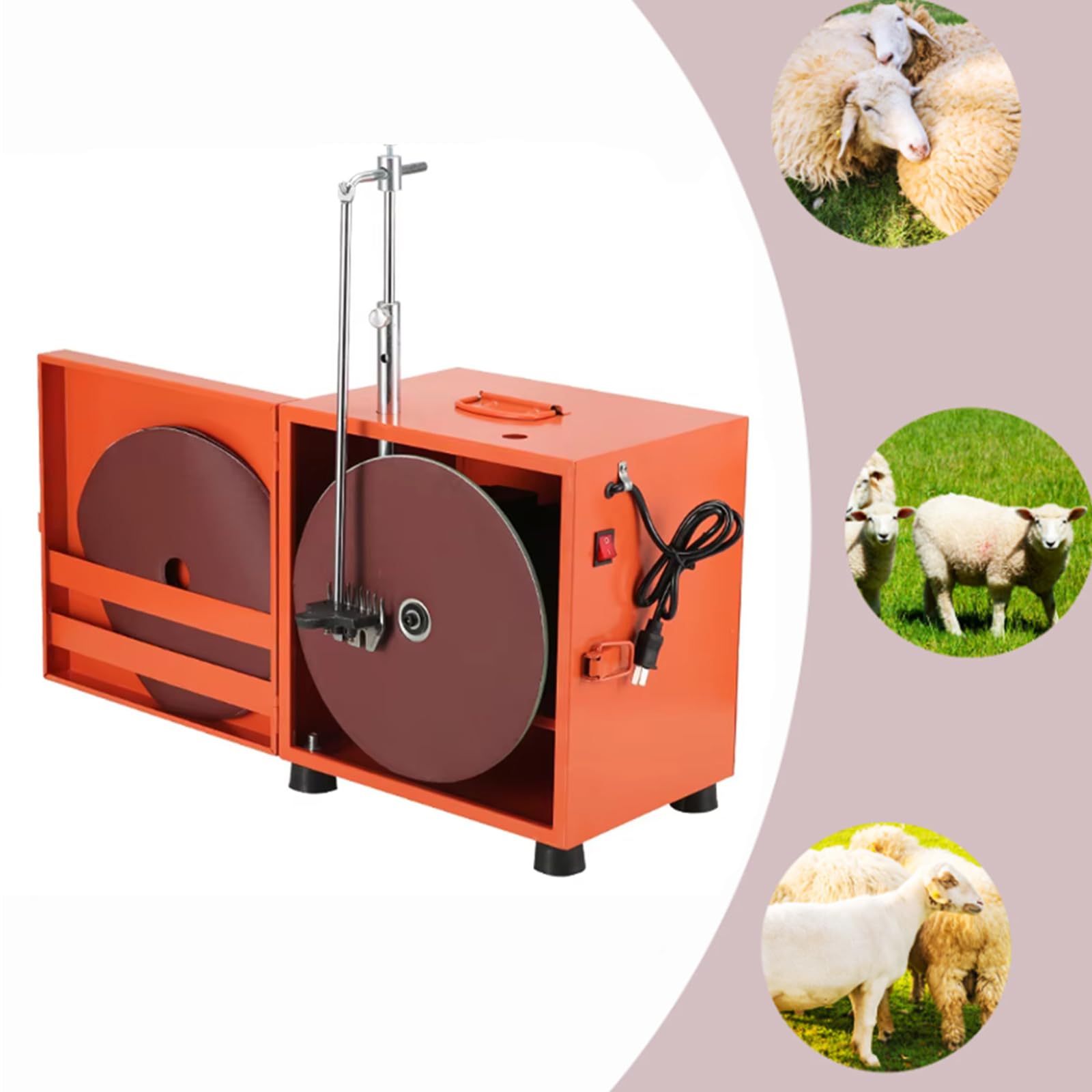 Affittatore di Cesoie per Lana Elettrica, Affilatore di Legno da 900W 220 V con 5 Pezzi di Carta Vetrata Adatti per Affinare Varie Lame di Forbici Animali (Arancione)
