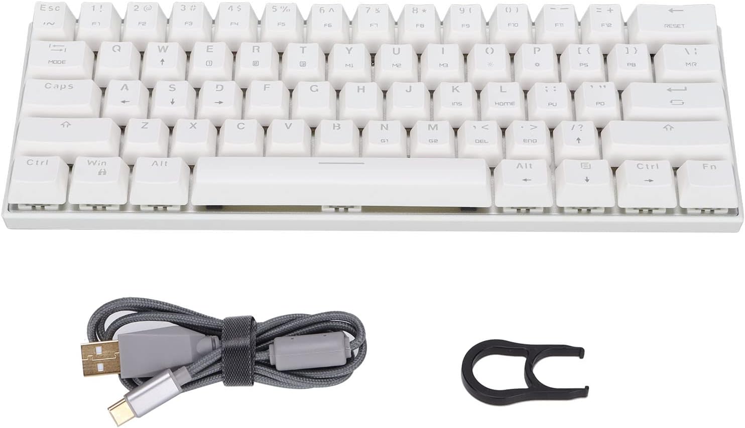 61キー Rgb バックライト付き メカニカルキーボード Usb 有線 無線 機械的 ゲーミングキーボード 14種類のled照明付き デスクトップ コンピューター用ゲーミングキーボード 白2 最大67 オフ