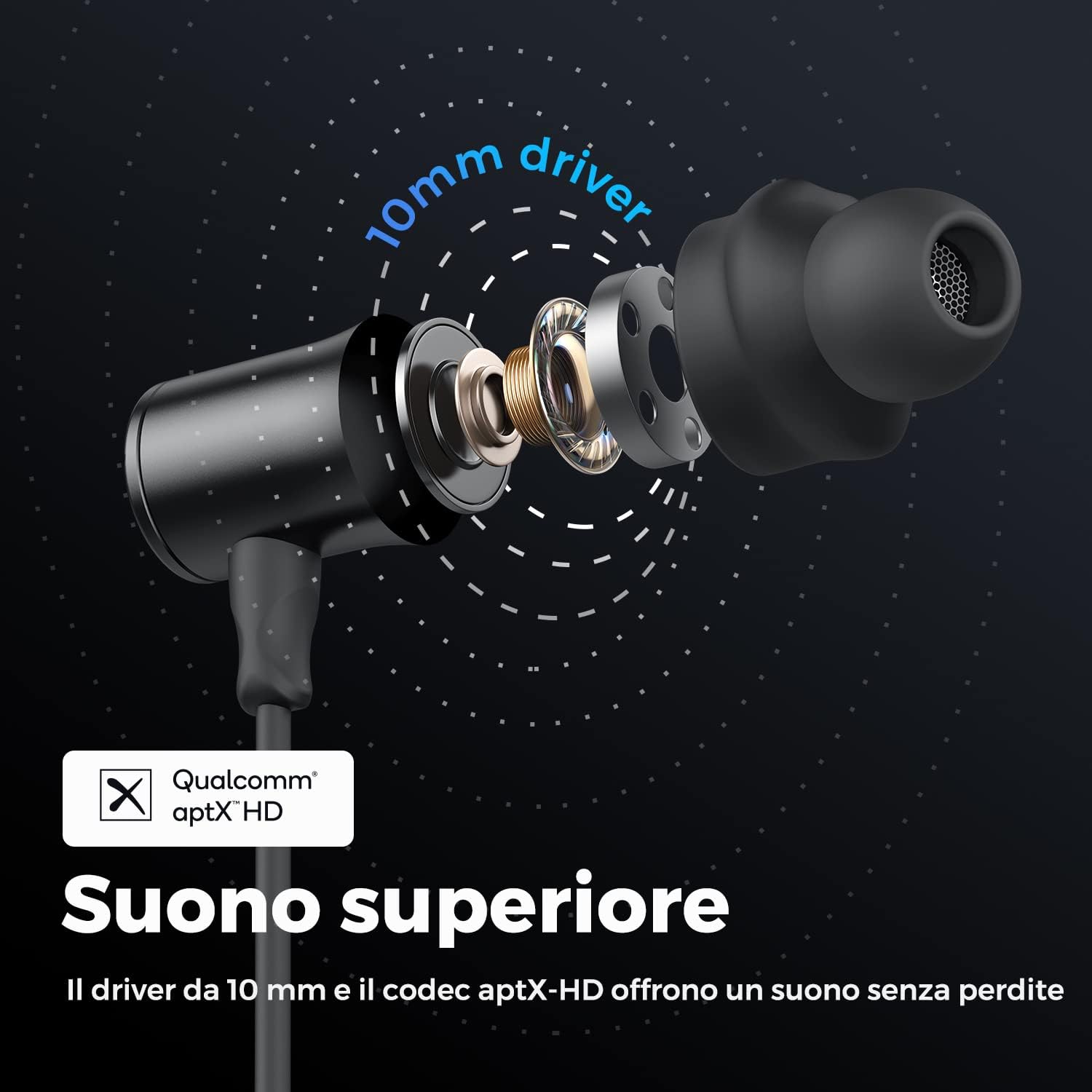 SoundPEATS Q30 HD Cuffie Bluetooth in-Ear Stereo Magnetici Auricolari Bluetooth QCC3040 IPX6 Resistenti al Sudore con Microfono per Sport, Bassi Immersivi Driver 10 mm AptX-HD Riproduzione 13 ore SoundPEATS Q30 HD Cuffie Bluetooth in-Ear Stereo Magnetici Auricolari Bluetooth QCC3040 IPX6 Resistenti al Sudore con Microfono per Sport, Bassi Immersivi Driver 10 mm AptX-HD Riproduzione 13 ore