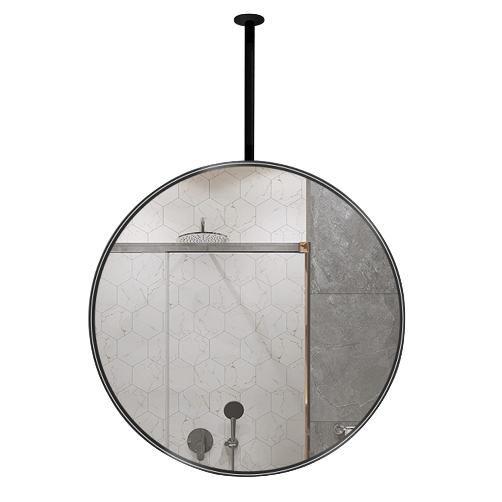 Specchio Rotondo da Bagno da Appendere al Soffitto, con Struttura in Metallo e Braccio Montato a Soffitto Specchi da Trucco Galleggianti Specchi da Barba per la casa o Hotel Decorativi Moder