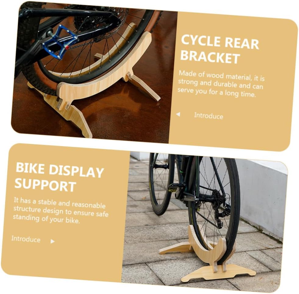 Nonslip Wooden Bike Parking Stand for Mountain and Road Bikes Support Bracket with Slots for Indoor Display and Storage