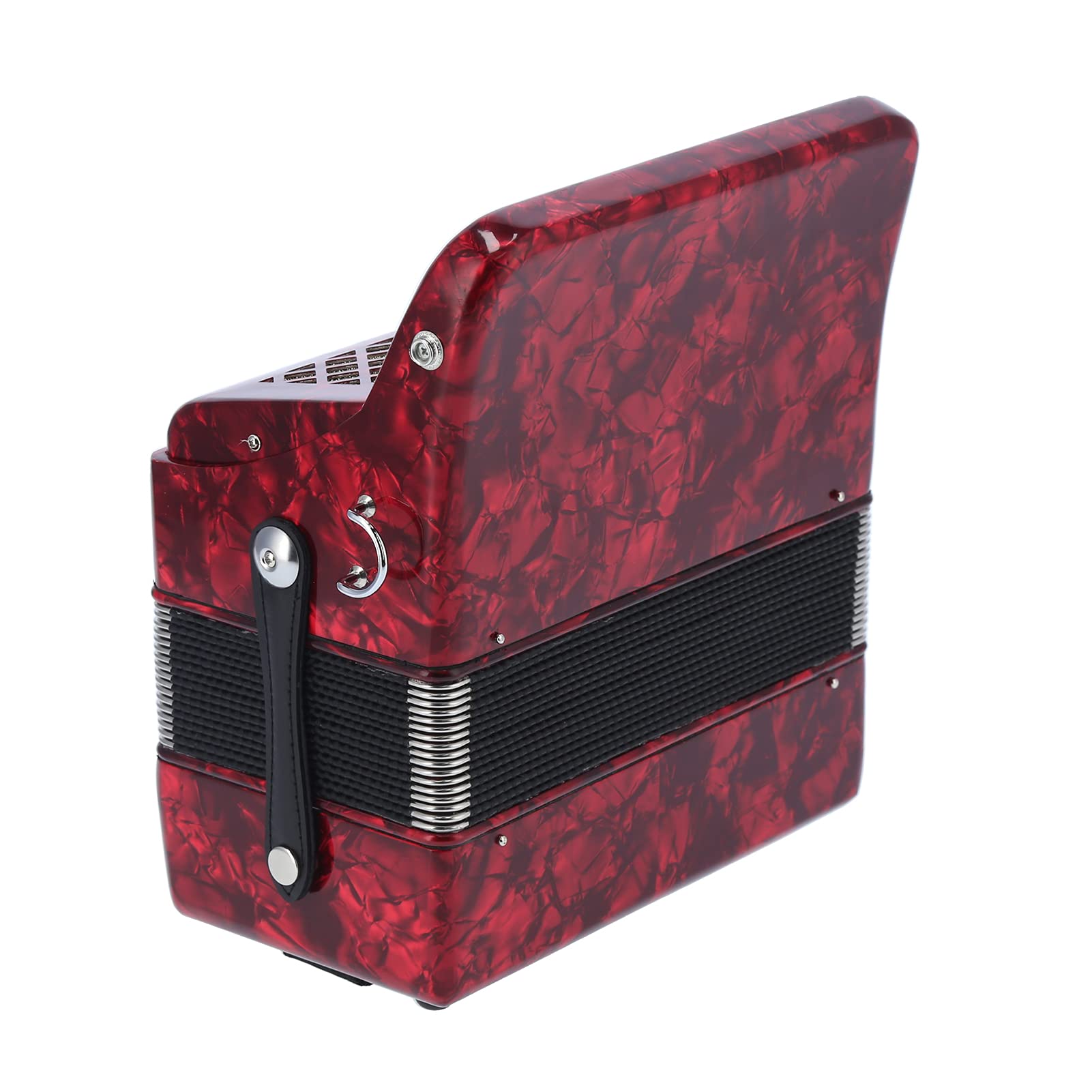 Professional 22 Key 8 Bass Accordian with Voice Changers, Accordion Instrument Non Slip Buttons Accordion Instrument with Storage Bag (Red)