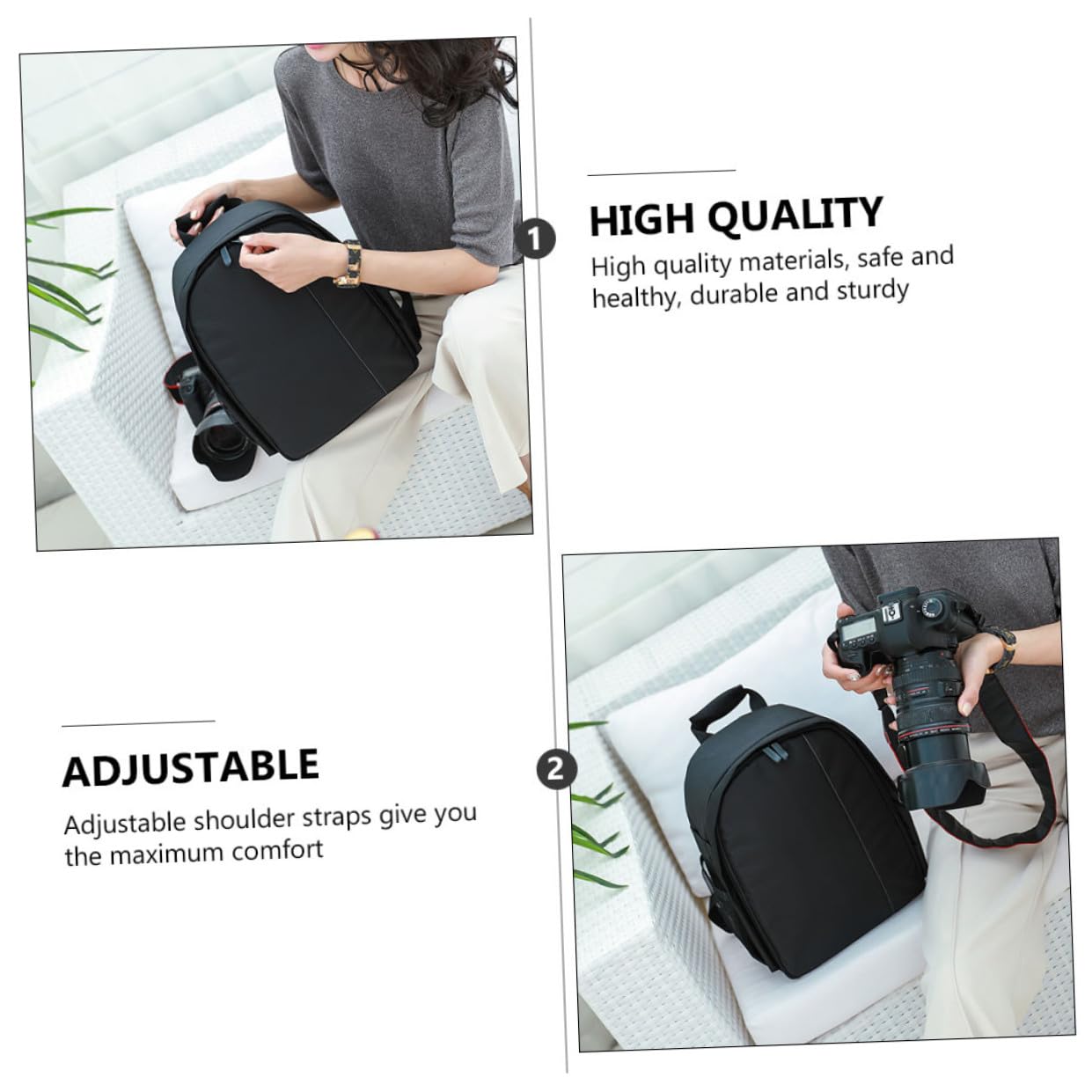 NUOBESTY 2 Piezas Mochila para Cámara de Viaje con Accesorios Bolsa de Almacenamiento Práctica y para DSLR y Espejo