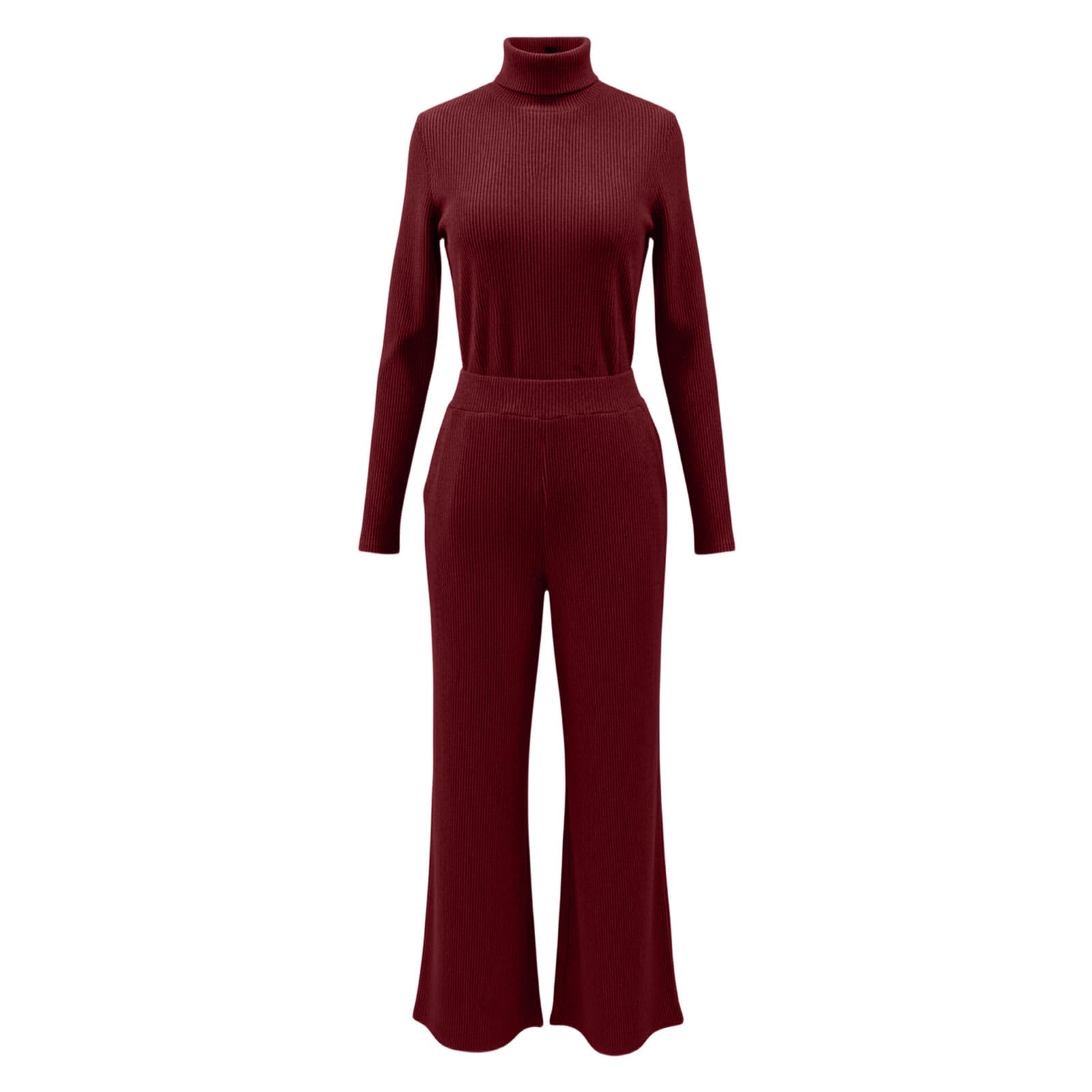 elegante e raffinato da donna autunno/inverno: maglione lavorato a maglia con collo alto + pantaloni a gamba larga
