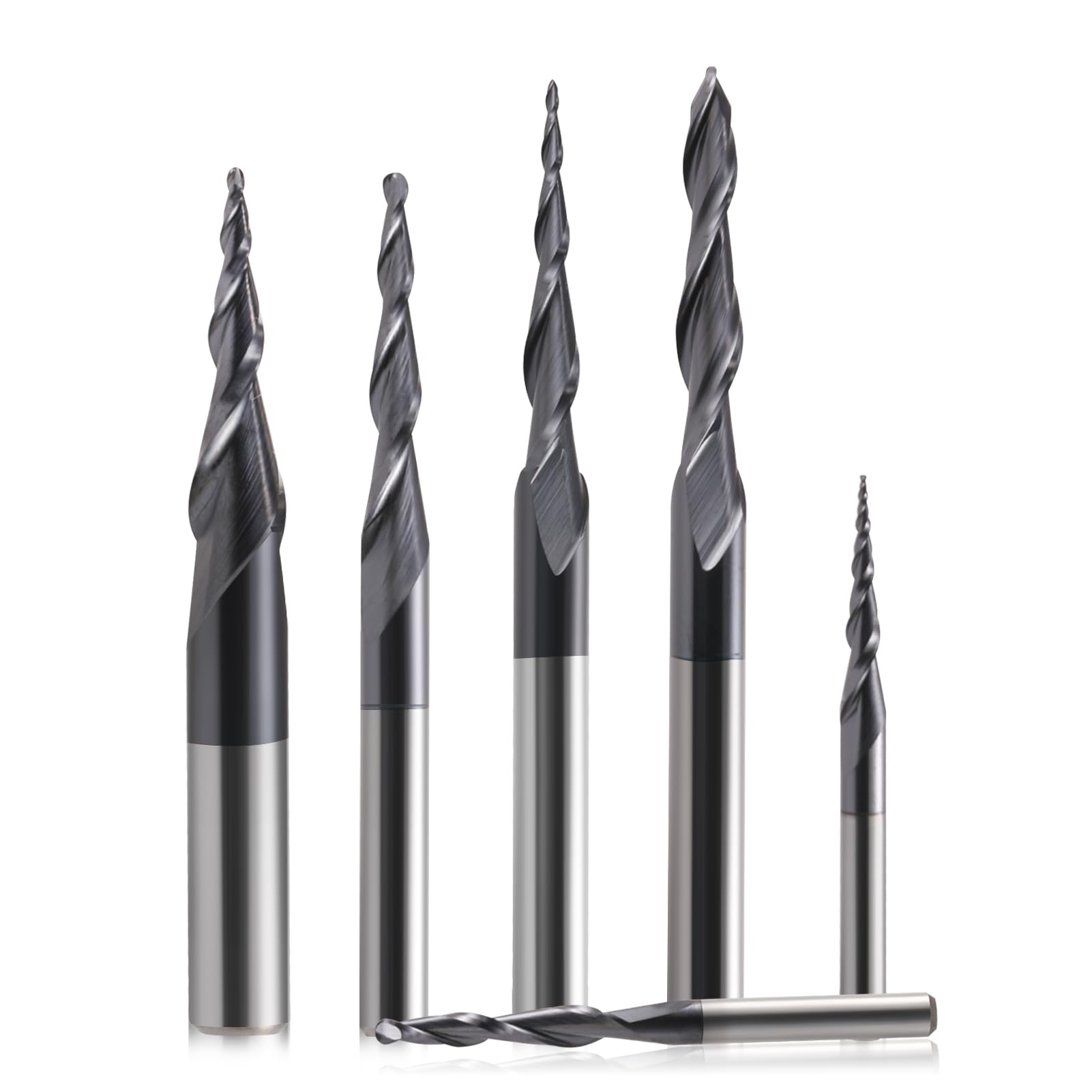 1 broca de extremo cónico, fresa de metal de 2 flautas de carburo de tungsteno de 3.175/4/6/0.315 in.(6.0xR0.5x30.5x75L)