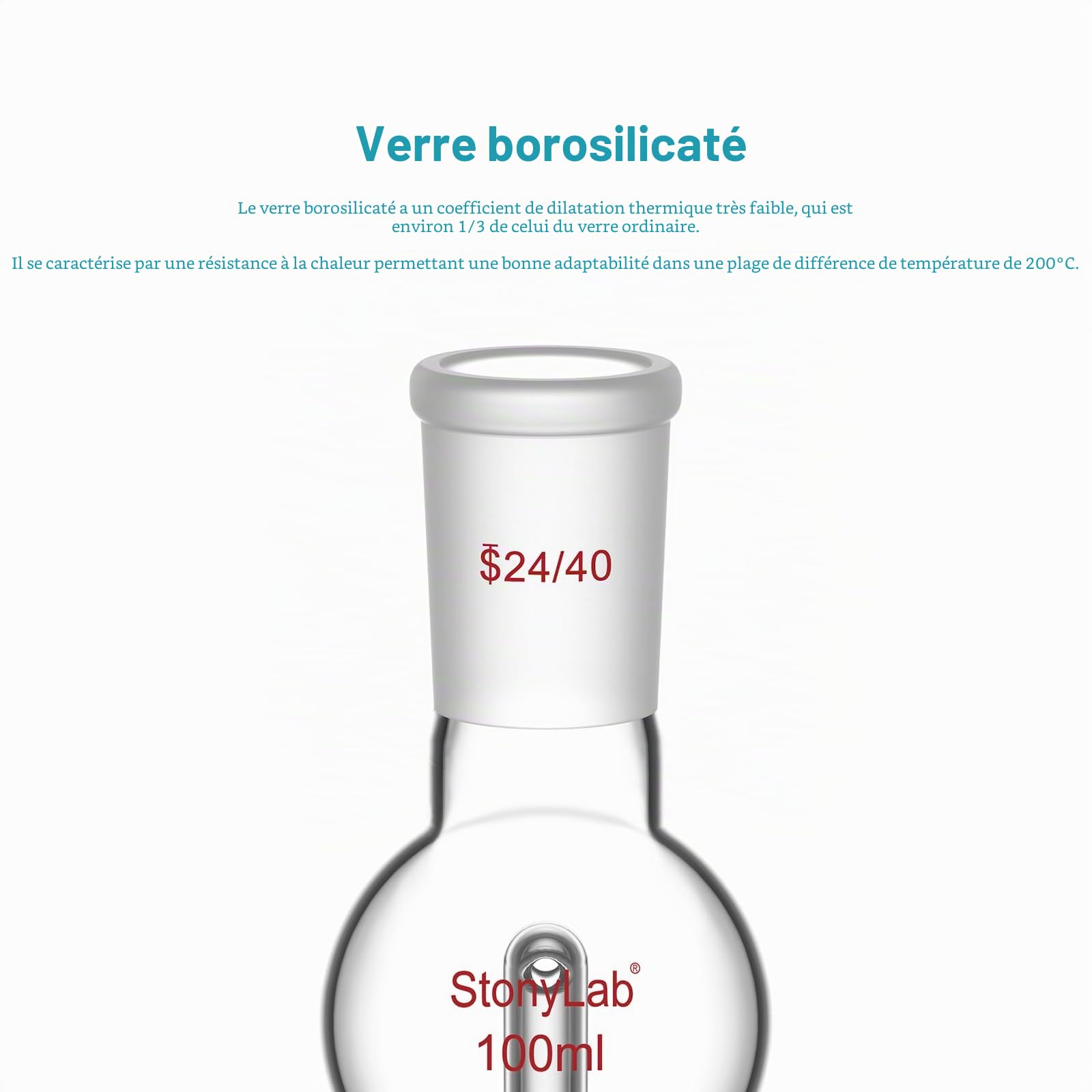 stonylab Piège à évaporateur Rotatif avec 14/20 Joint Supérieur Extérieur et 14/20 Joint Standard Intérieur, Rotary Evaporator Bump Trap de Laboratoire, 100 ml
