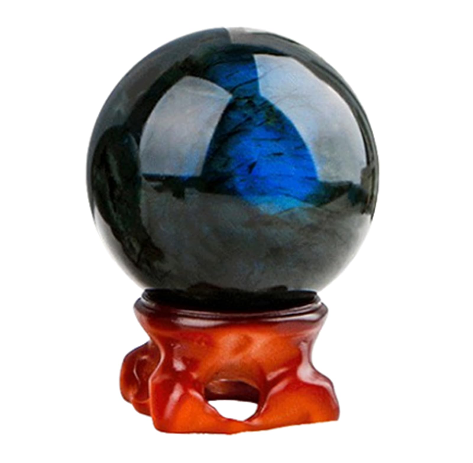 RVBLRDSE Labradorite Crystal Ball with Wood Stand,Polished Stone Sphere for,Fengshui Decor Orb for Home & Office,Gifts for Friends,7~8cm Gemstone Stone