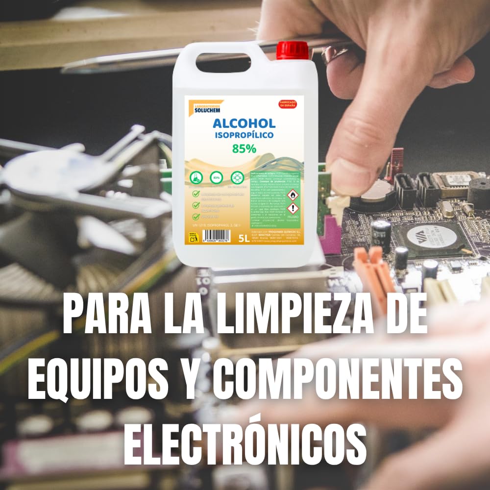 Alcohol Isopropílico 85% - 5 Litros | Limpieza Electrónica y Eliminación de Residuos | Uso Profesional e Industrial
