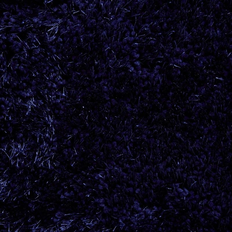 Image of Non Slip Shaggy Fluffy Fur Bedside Runner Carpet, Rug for Living Room, Floor Mat, Bedroom, Children Room (Navy Blue, 2X5, Microfiber)