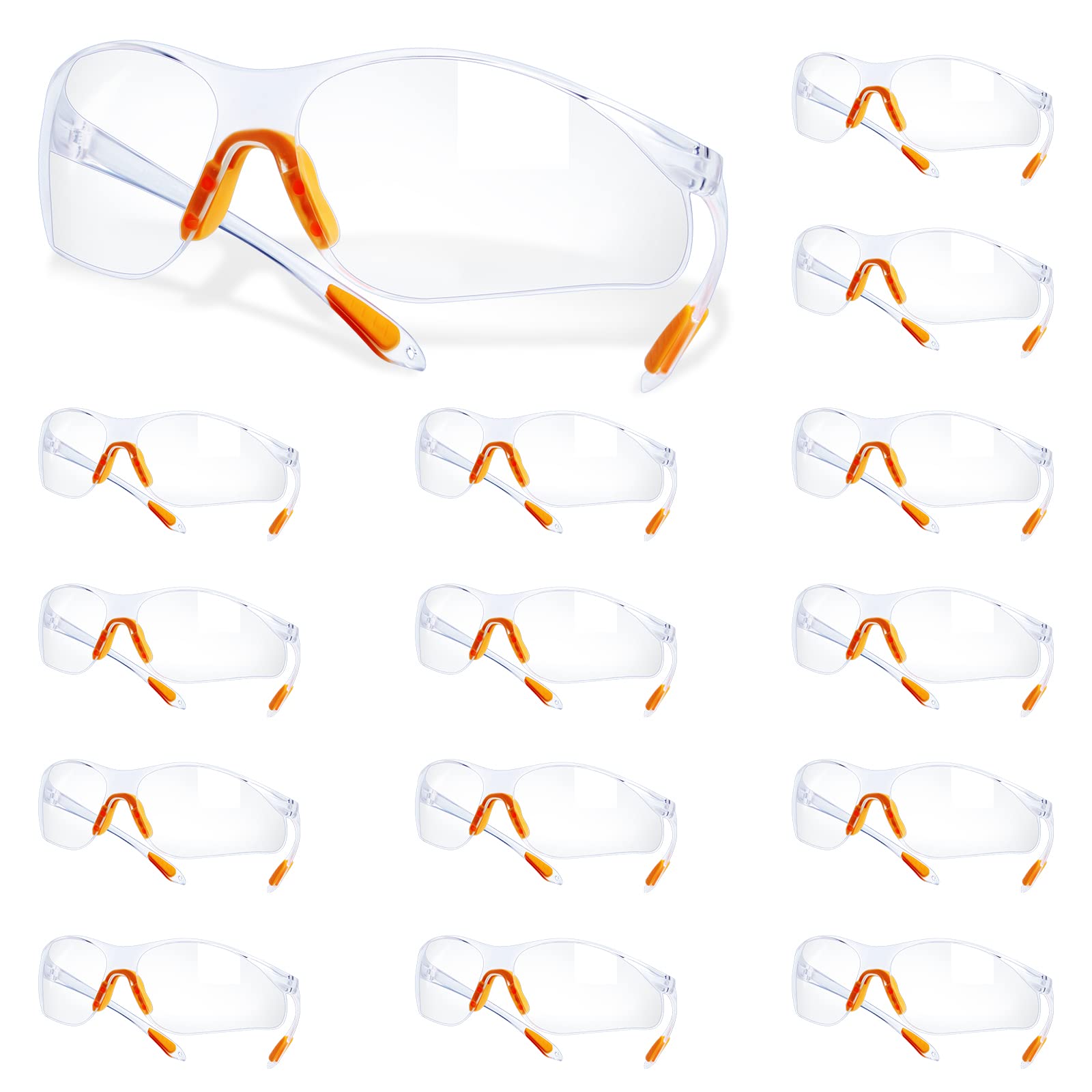 15 Gafas de Seguridad HD, Gafas de Protección Transparentes, Gafas de Seguridad Transparentes con Almohadillas para la Nariz para Bricolaje, Laboratorio, Experimento, Uso Personal.