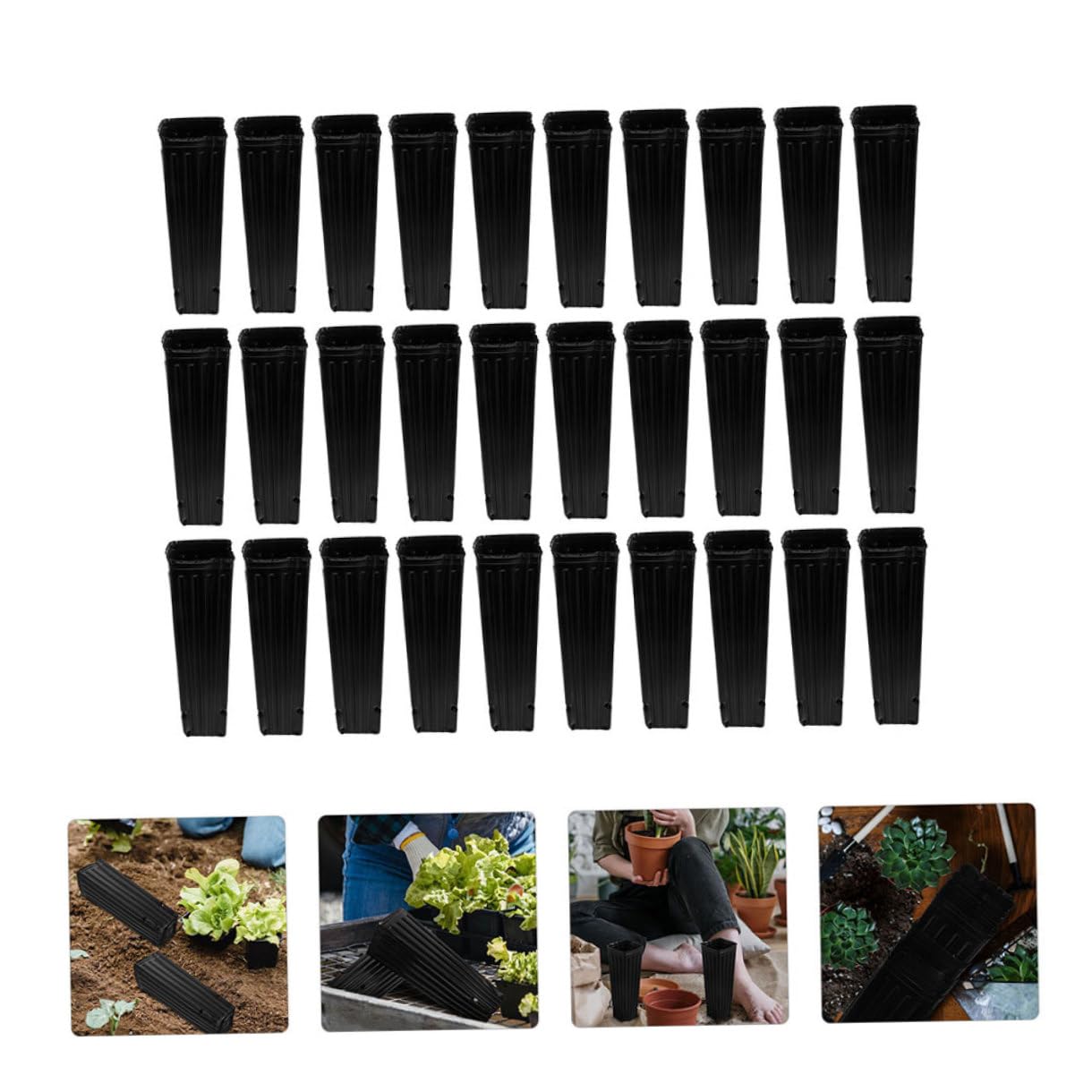 60pcs Pots de Semis Noirs en Plastique Épais pour Arbres et Plants, Protection Racinaire, Multi-usages, pour Pépinière et Culture en Intérieur