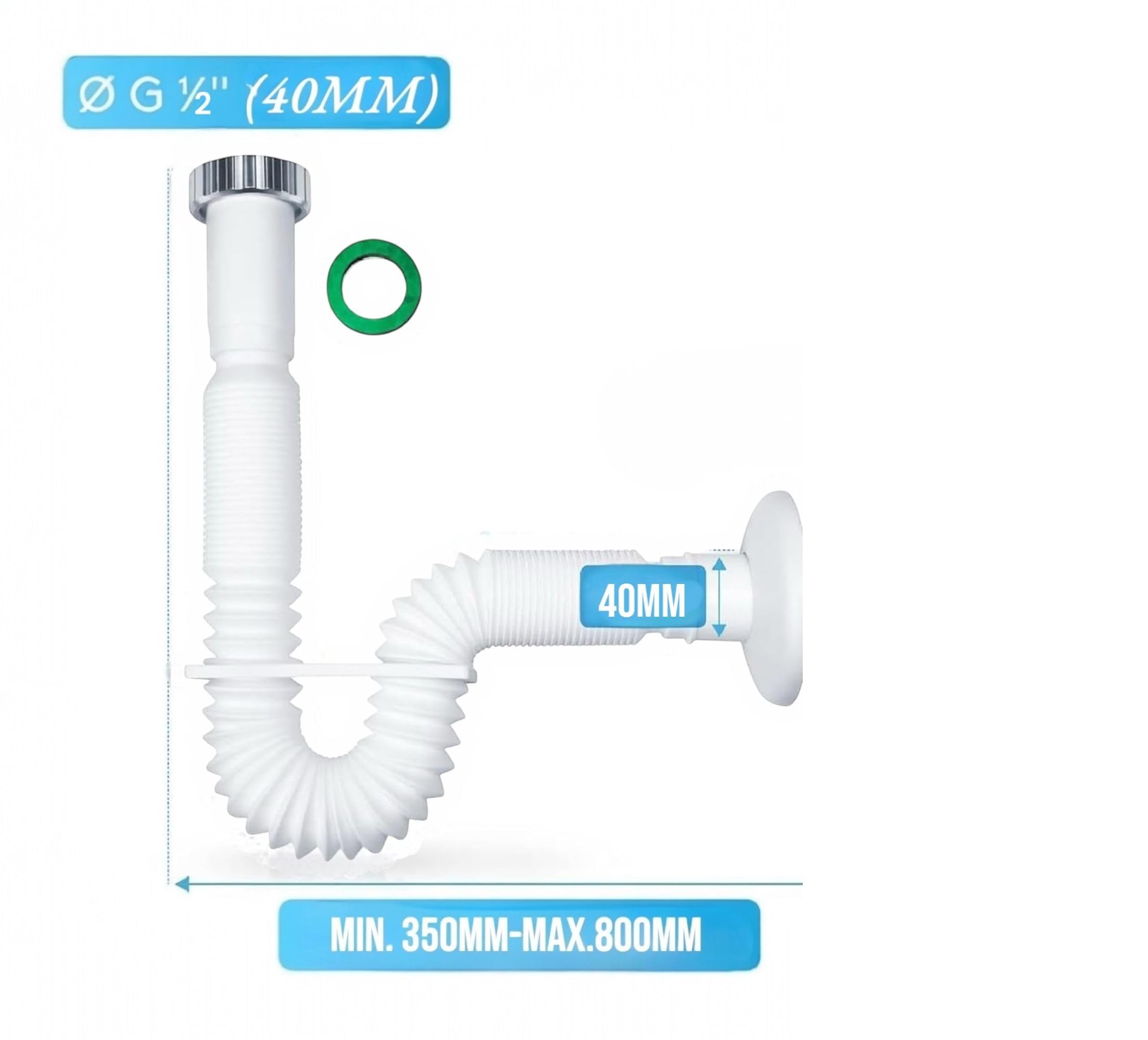 Tubo Scarico Flessibile Acciaio Inox Per Lavello - 60 Cm, Resistente Al Calore - Foto 2