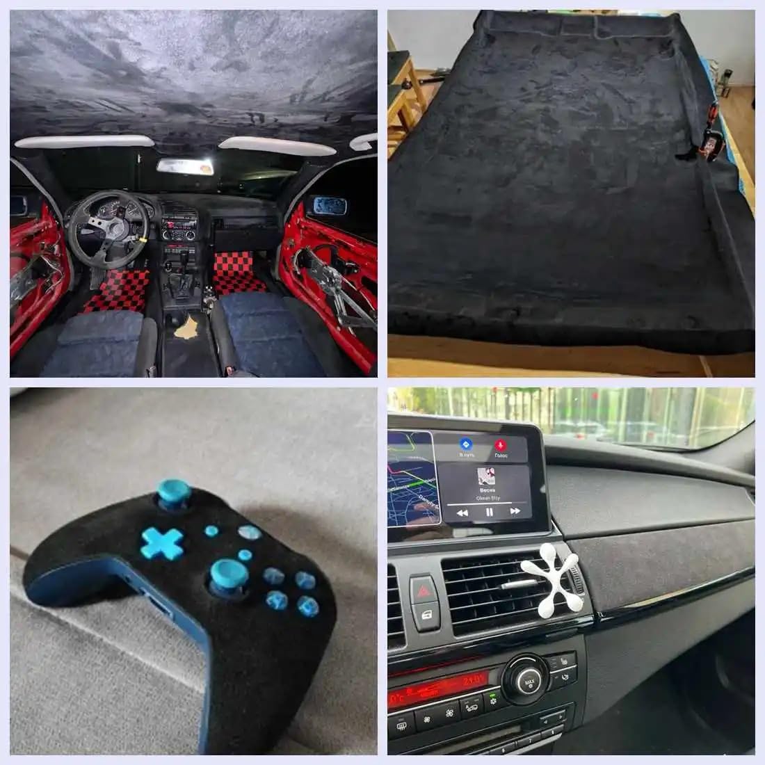 Tissu Ciel De Toit Automobile Mousse Sur Résille Gris Au Mètre - Beaux-Arts Et Loisirs