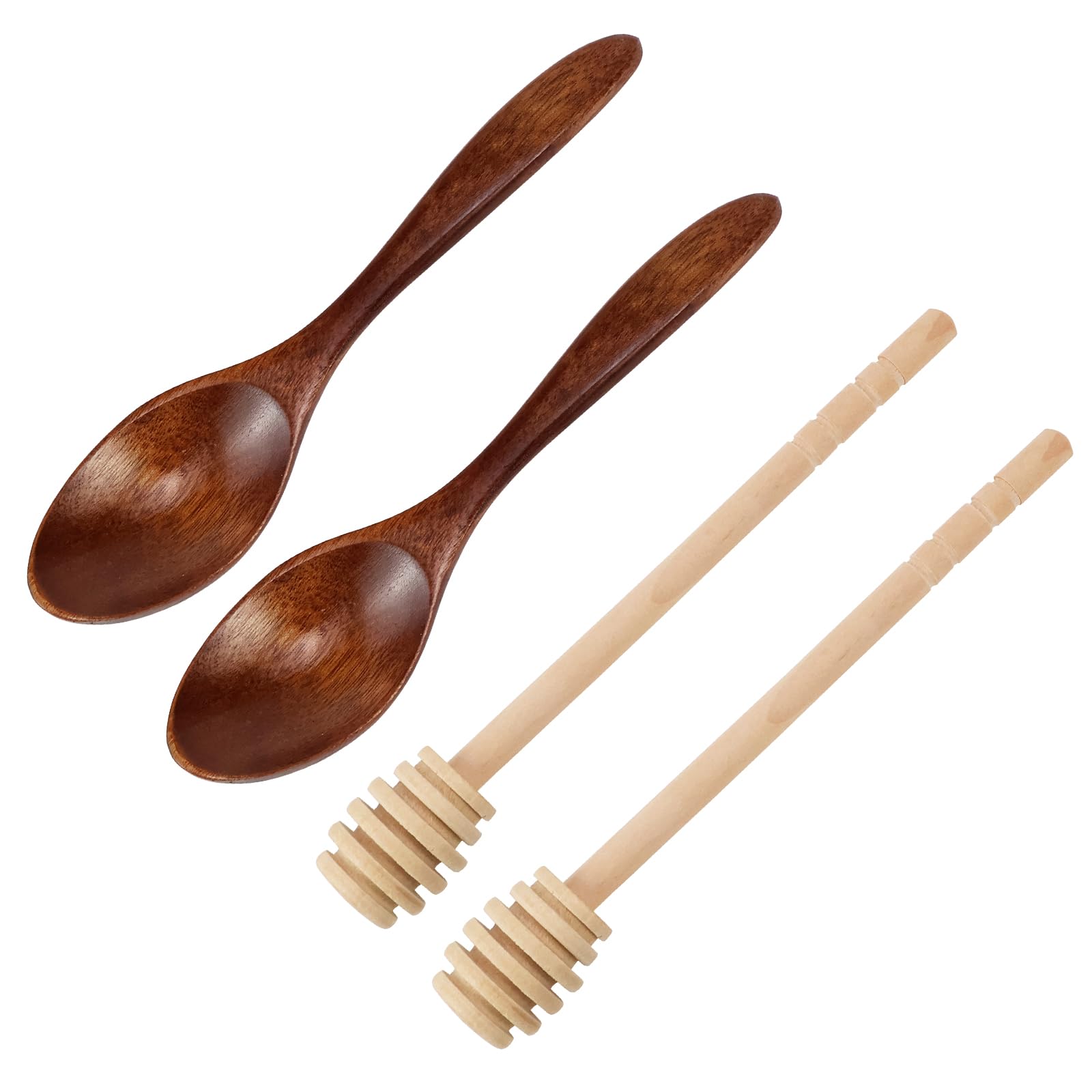 4 Cucchiai Per Miele In Legno - Design A Nido D'Ape, Per Miele, Caffè, Tè - Foto 2