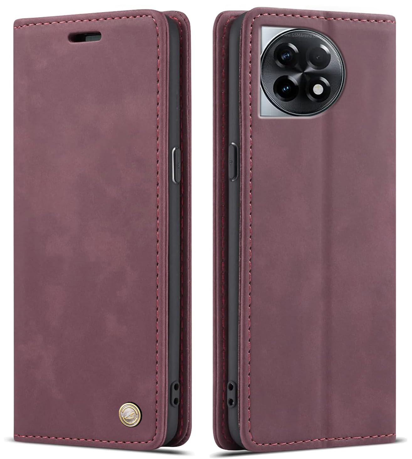 ClickCase for Oneplus 11 5G Sheepskin Series Faux Soft Leather Wallet Flip Case Kick Stand with Magnetic Closure Lightweight Slim Flip Cover for Oneplus 11 5G (Mauve Red) (B0BWXXFF8N) Amazon Price History, Amazon Price Tracker