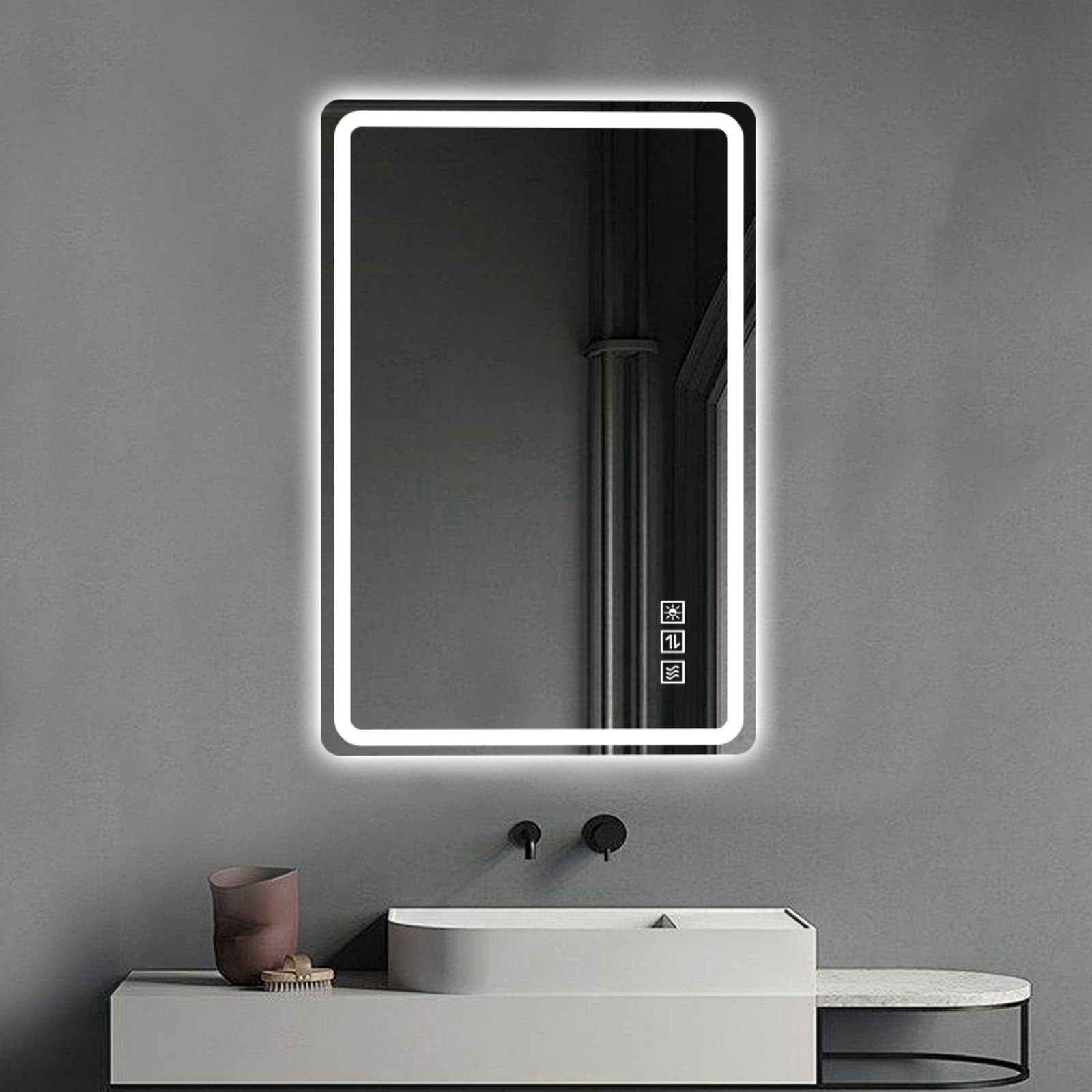 KOMHTOM Miroir Salle de Bain LED, 100x60cm, Anti-buée