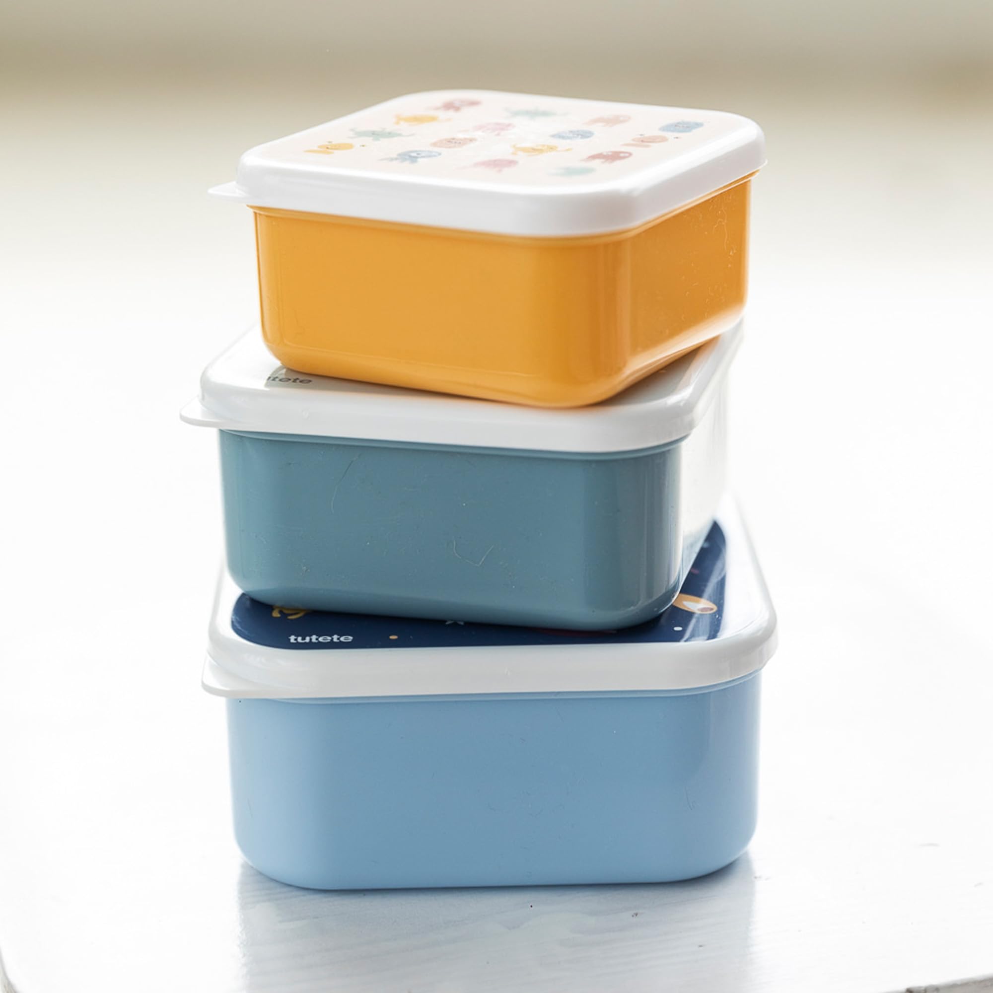 Lot De 3 Boîtes Repas Enfant Tutete - 500ml, 350ml, 300ml - Micro-ondables, Sans BPA - Motif Savannah