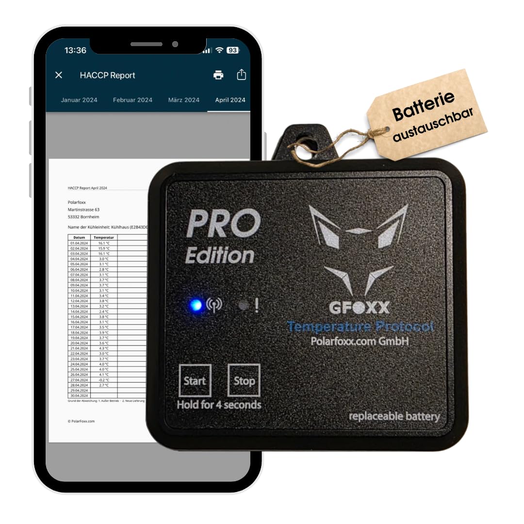 Bluetooth-Thermometer Pro Edition HACCP IP67 App-gesteuert für Kühl- & Tiefkühlbereiche