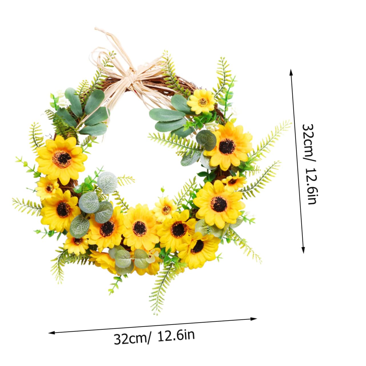 Amosfun Künstlicher Sonnenblumen Kranz Wandkranz Retro Türkranz Landhausstil Gelbe Blume Girland Kranz Ostern Frühling Herbst Dekoration Willkommen Zeichen für Hochzeit Party Haustür Garten