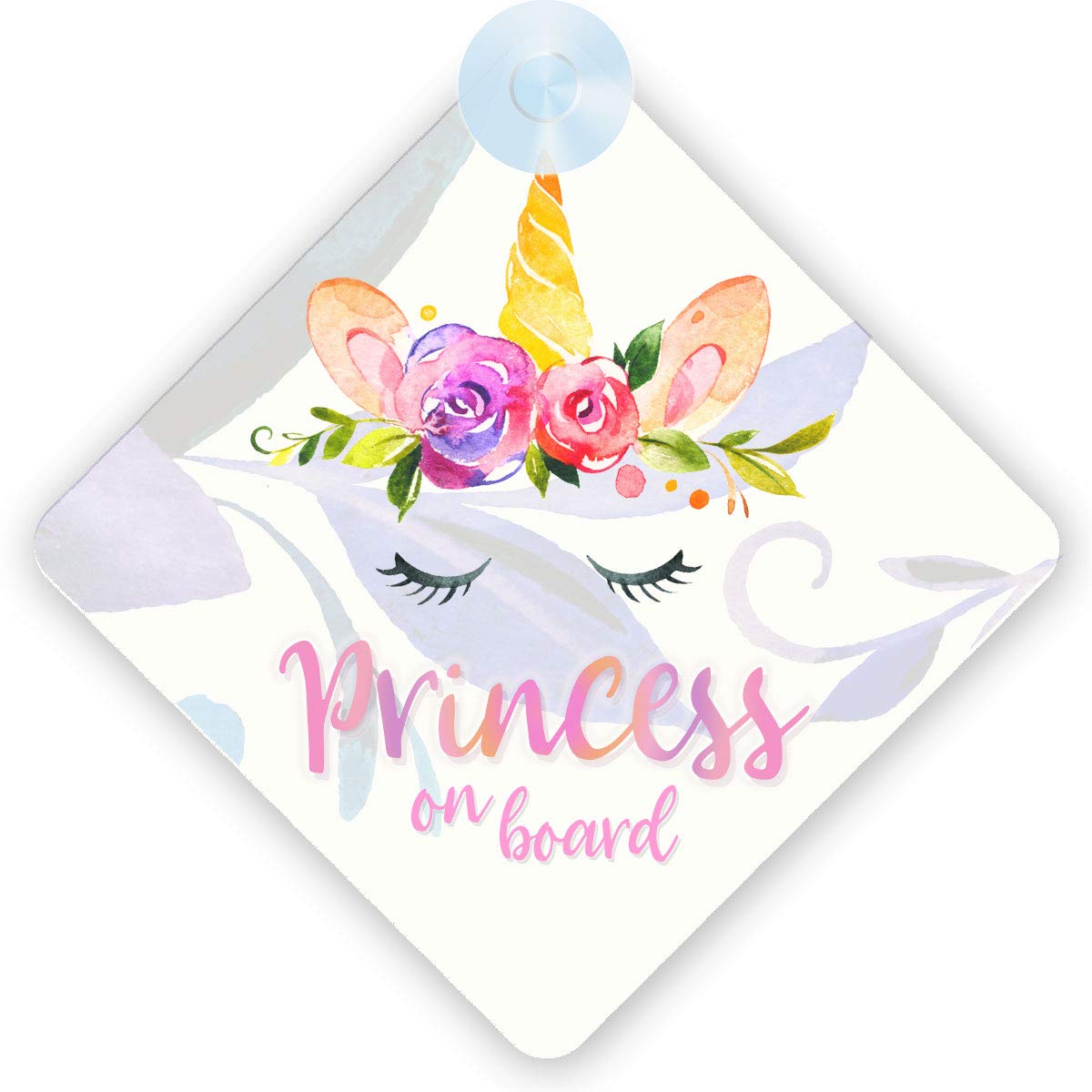 Qg Ltd Ivory Princess On Board Car Sign - Unicorn Princess 002 Design With Strong Suction Cup |