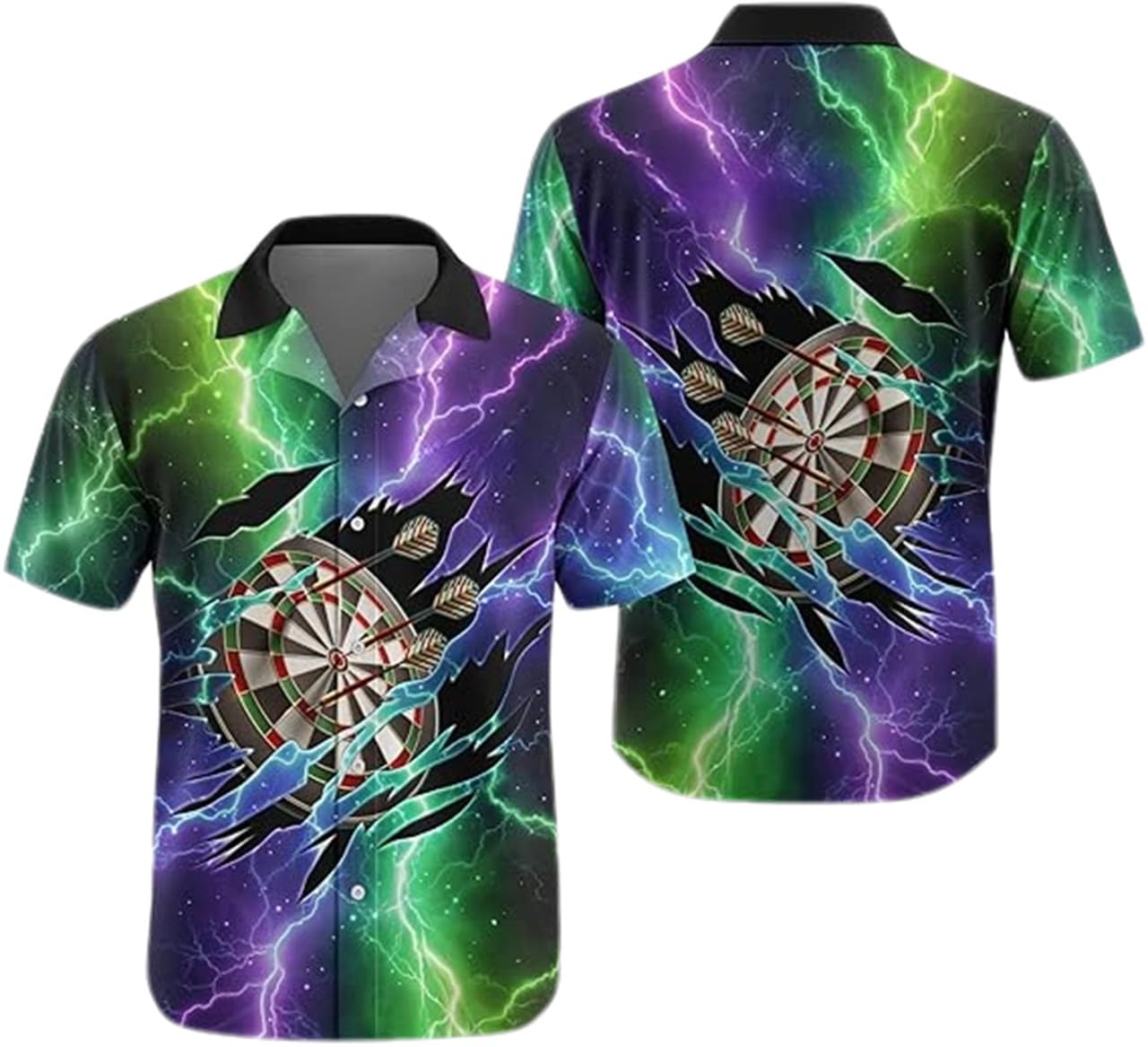 Huazomeehzm Men's # 11 Darts Hawaiian Shirt Dart Throwing 3D Printed Wo's Button Down Short Sleeve Shirt Casual Darts Team Shirt