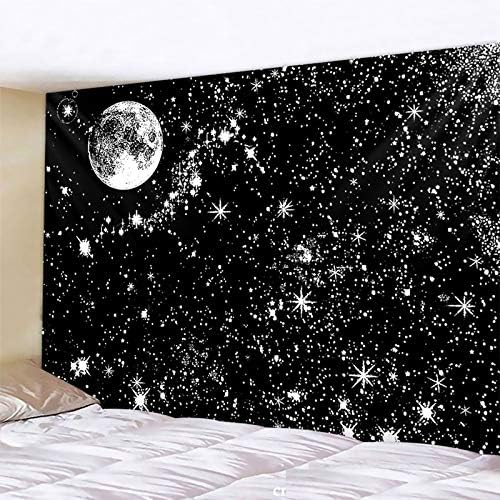 Tapiz Tarot Card Tapiz - Tapiz de luz negra, diseño de luna, mandala indio, blanco y negro estrellado europeo, manta de yoga para dormitorio,
