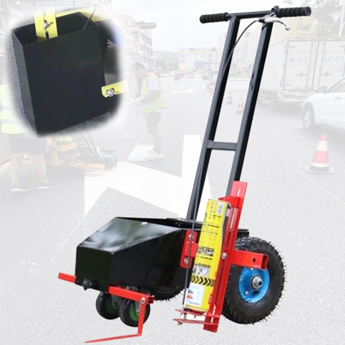 Aioneer Wheel Transfer Line Marking Machine - Perfect For Schools, Sports Surfaces And Factories - Adjustable Width For Road And Grass Paint - Lane Marking Applicator