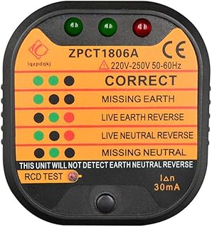 Tatoonly ZPCT1806A Outlet Socket Tester Detector Circuit Polarity Voltage Plug Breaker UK Ground Zero Line Switch Safety Electroscope*Black