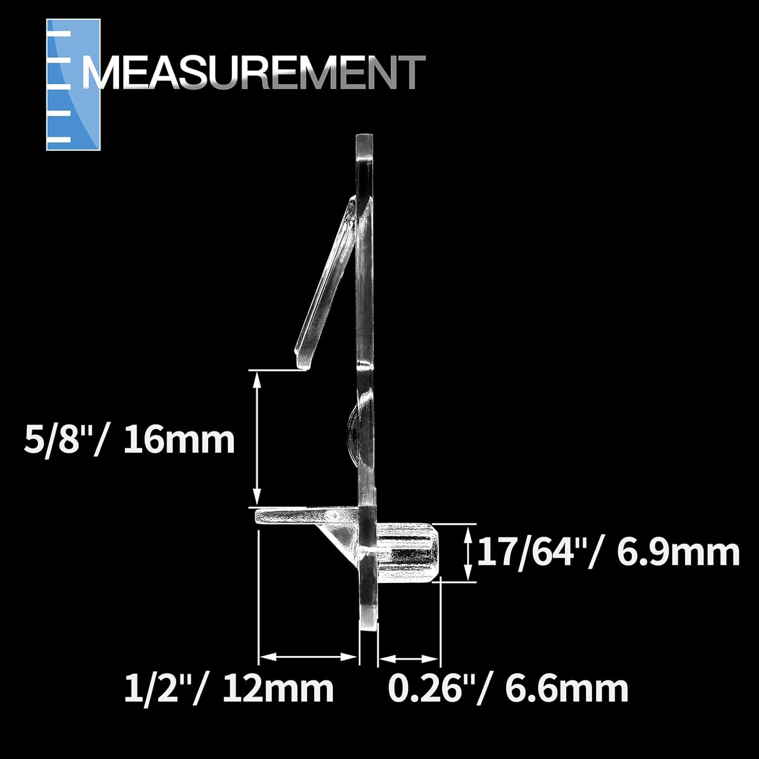 30pcs Plastic Locking Shelf Pins, Cabinet Shelf Clips Plastic Shelf Holders Pegs, Clear Shelf Bracket, 6.9mm Peg x 5/8" Thick Shelf