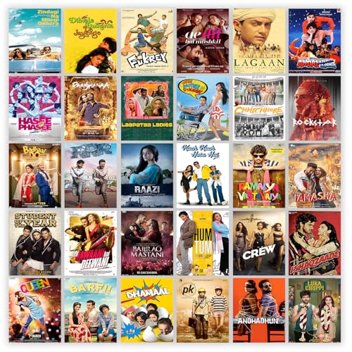 Image of Wallgasm Bollywood Movie Posters - Set of 30, 4x6 Inches Posters | Poster Set For Room, Wall Art for Bedroom, Gym, Office