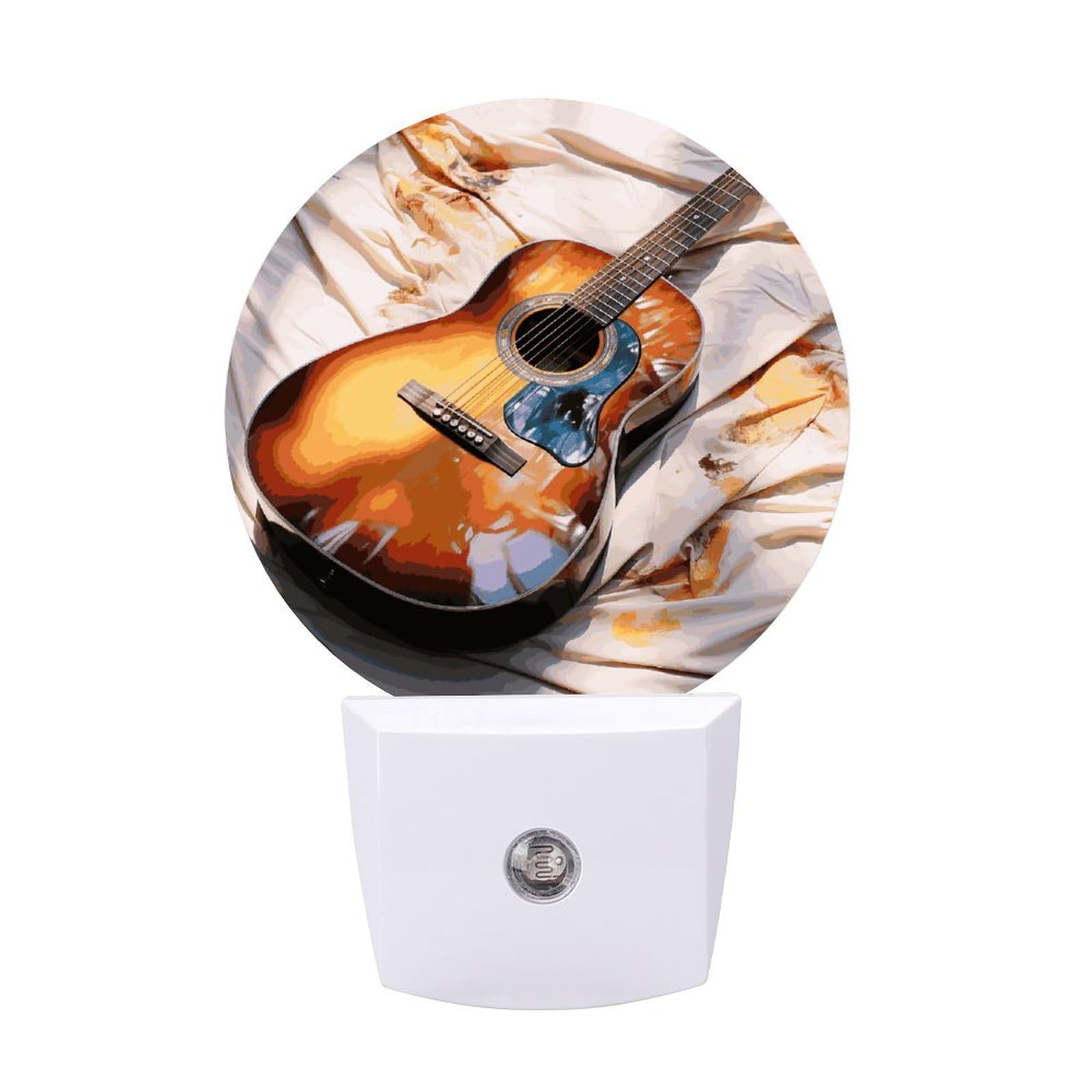 FekiLoot - LED Night Lights for Wall Decor, Ambient Lighting with Light Sensors, Soft Night Light for Sleeping, Warm and Automatic Watercolor, Acoustic Guitar, Night Light for