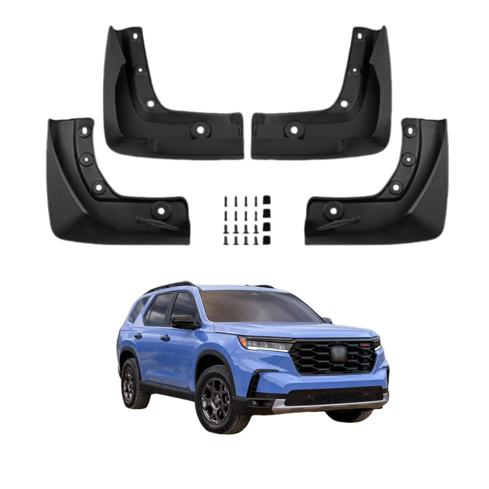 Custom Fit Mud Flaps for 2023-2026 Honda Pilot (Models with Factory Small Wheel Lips), No Drill PP Material Splash Guards, All Weather Tire Protector Car Exterior Accessories