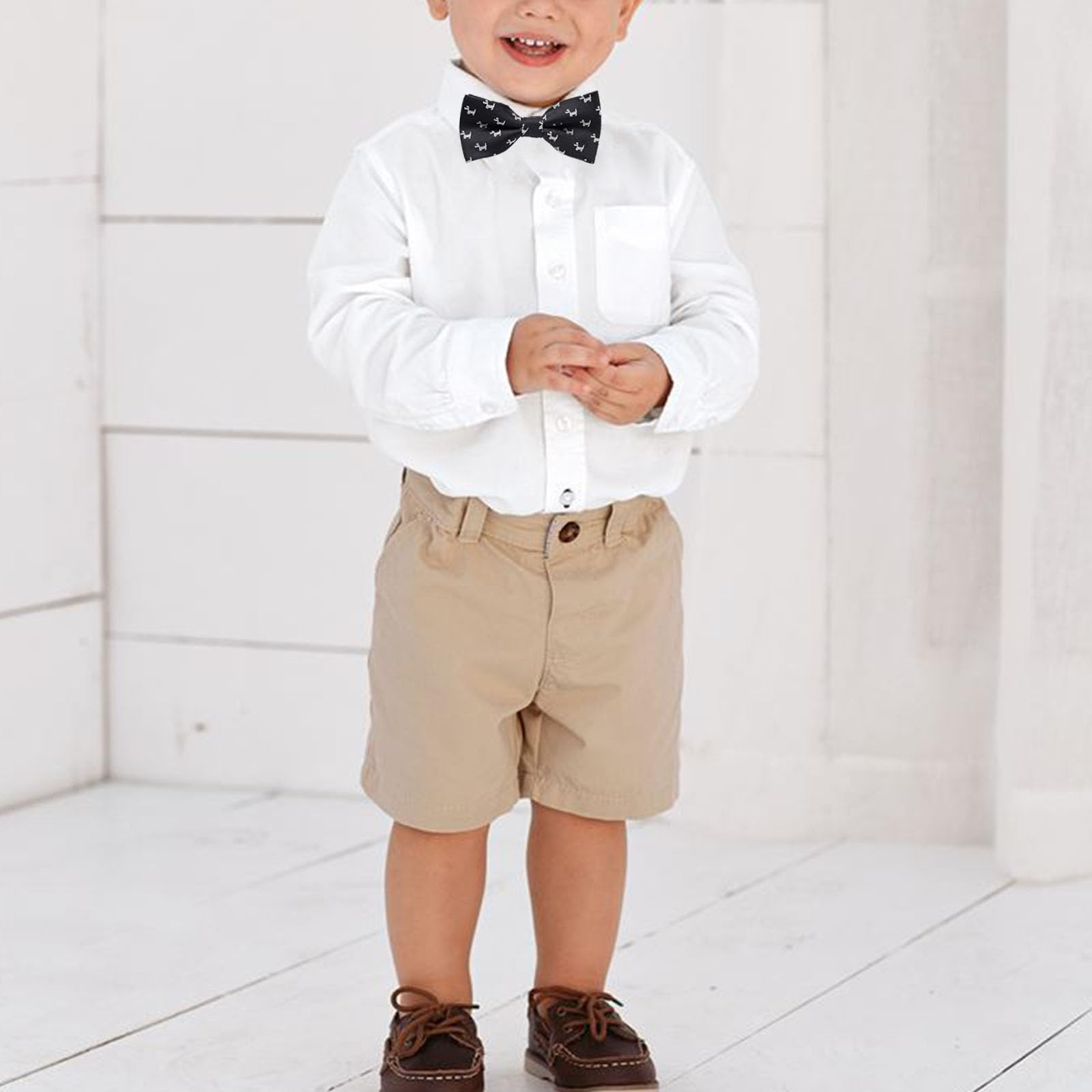 WGKOMEGE Little Boy's Bow Tie, Pre-Tied Bow Tie, Adjustable Bow Tie, Delicate Patterns Bowties, Toddler Boy Bowtie for School, Wedding Party, Black