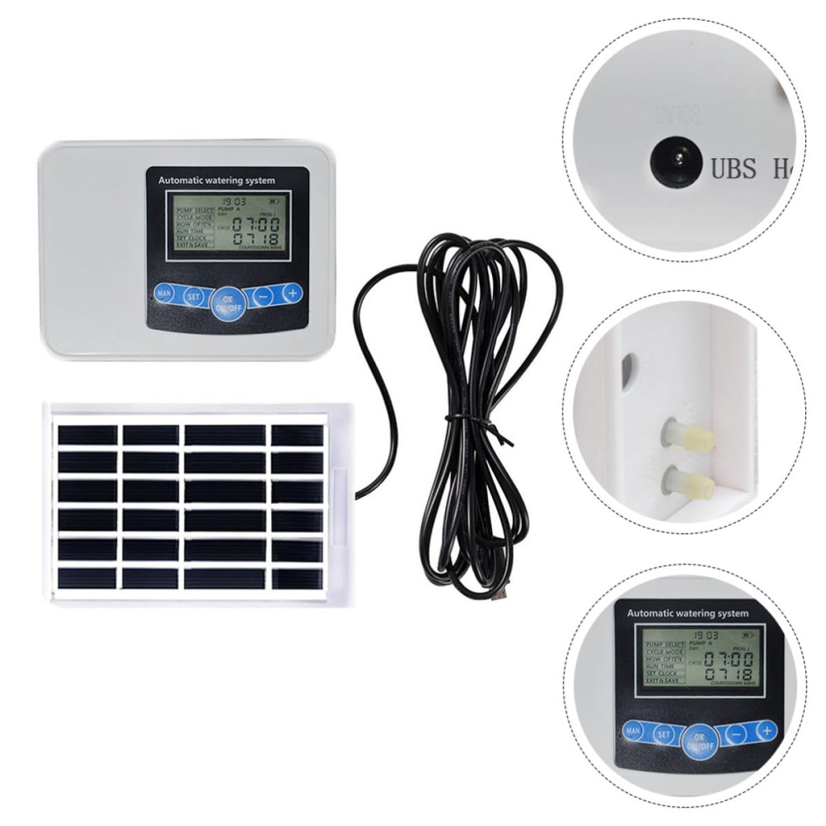DECHOUS Temporizador de Riego de Doble Bomba Motor Silencioso de Cobre y Carcasa Abs Resistente para Uso en Jardín y Hogar Control Automático y Programable