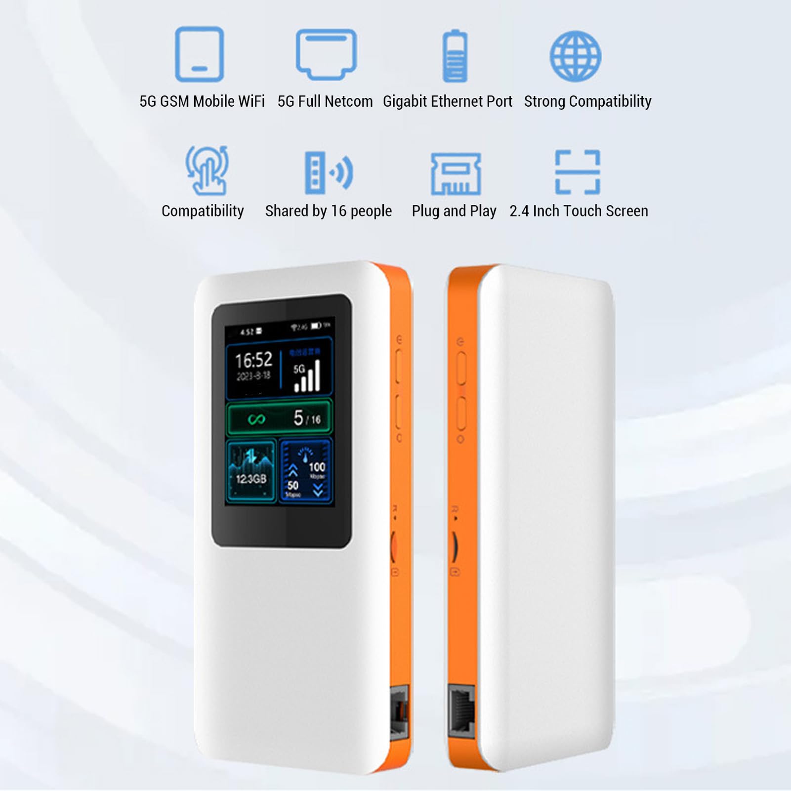 Aramox Dispositivo Hotspot Mobile WIFI 5G Portatile con Batteria da 10000 | Chipset MT6877, Doppia Banda da 2,4 GHz/5,8 GHz, Supporta 16 Utenti, Ricarica Rapida PD3.0, Router da Viaggio con Slot per
