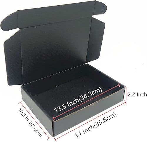 Miniatura 10 de Caja de envío de cartón negro de 14 x 9.5 x 3.1 pulgadas, cajas de almacenamiento de embalaje corrugado, paquete de 10 unidades (tamaño interior