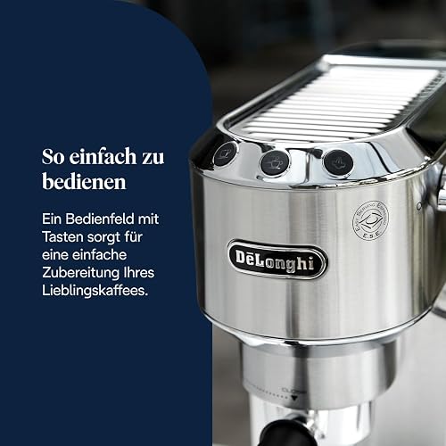 De'Longhi Dedica Style, Traditional Pump Espresso Machine, Coffee and Cappuccino Maker, EC685M, Silver - 5