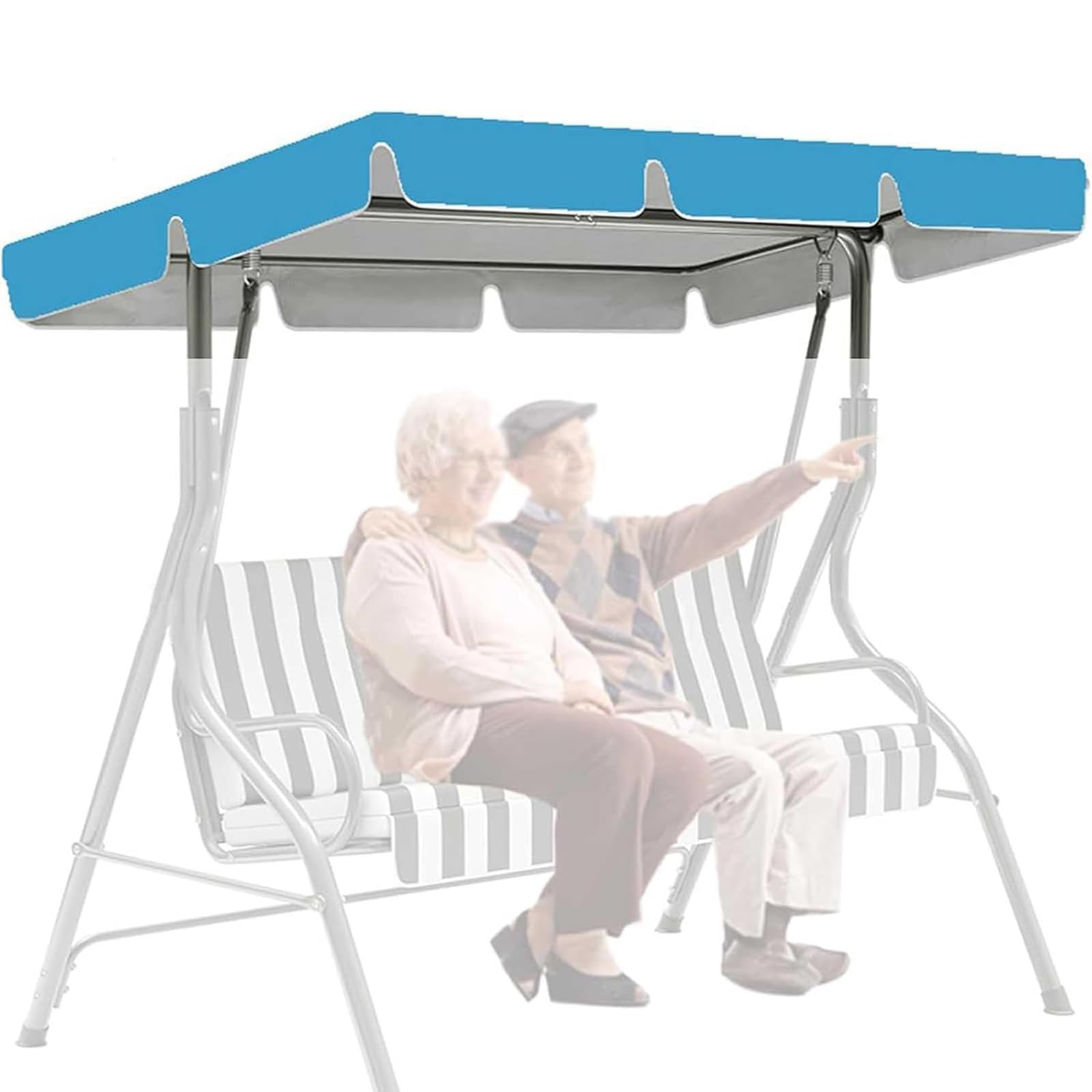 Copertura di Ricambio per Dondolo da Giardino a 2-3 Posti Tessuto Oxford 210T con Rivestimento Argento Tetto per Protezione dal Sole Impermeabile e Antipolvere Colore,F,249 * 185 * 18cm