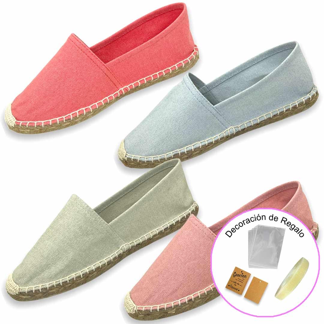 Genérico Alpargatas Boda Lisas Surtidas 4 Colores (Caja de 24 Pares) (Regalo de Bolsita + Tarjeta + Cinta) 35011