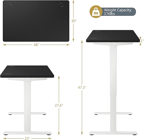 Miniatura 12 de Tangkula Escritorio eléctrico de pie con motor doble, estación de trabajo de 48 x 30 pulgadas de altura ajustable para computadora con controlador