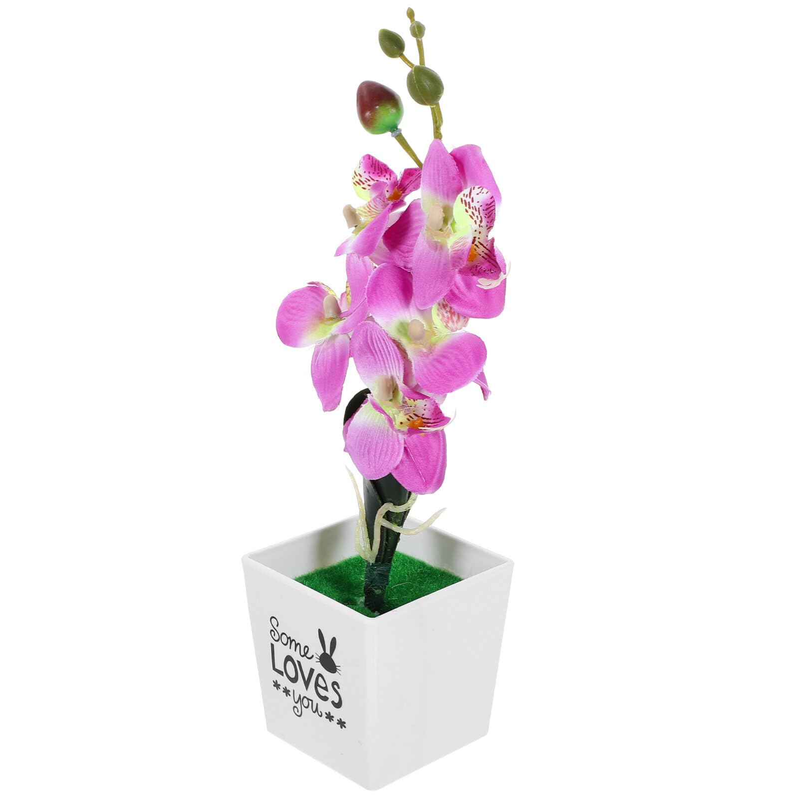 HOMSFOU Artificial Moth Orchid Bonsai Decoration Tabletop Faux Potted Flower for Home Office Garden Realistic Simulation Plant for Bedroom Decor