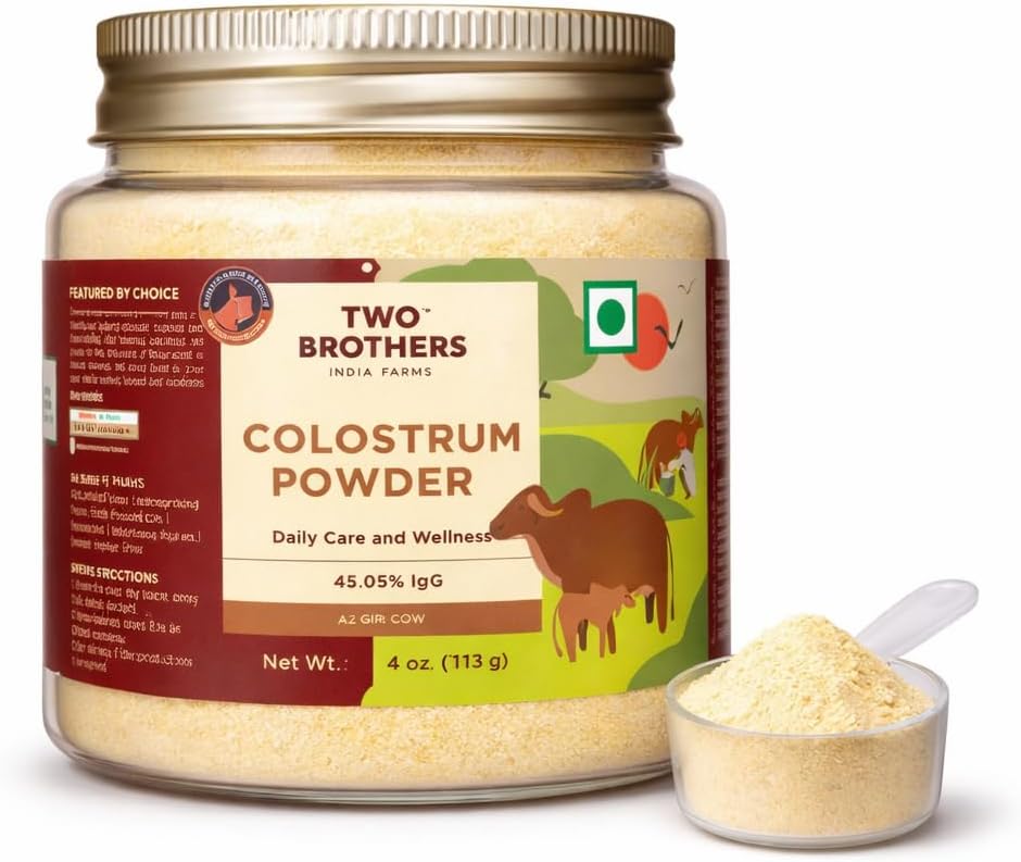 TWO BROTHERS ORGANIC FARMS Colostrum Powder 3000 mg,Grass Fed Cow Colostrum, Powdered Colostrum Supplement for Gut Health,Hair Growth, Beauty and Immunity Support, A2 Cow Colostrum Milk Powder